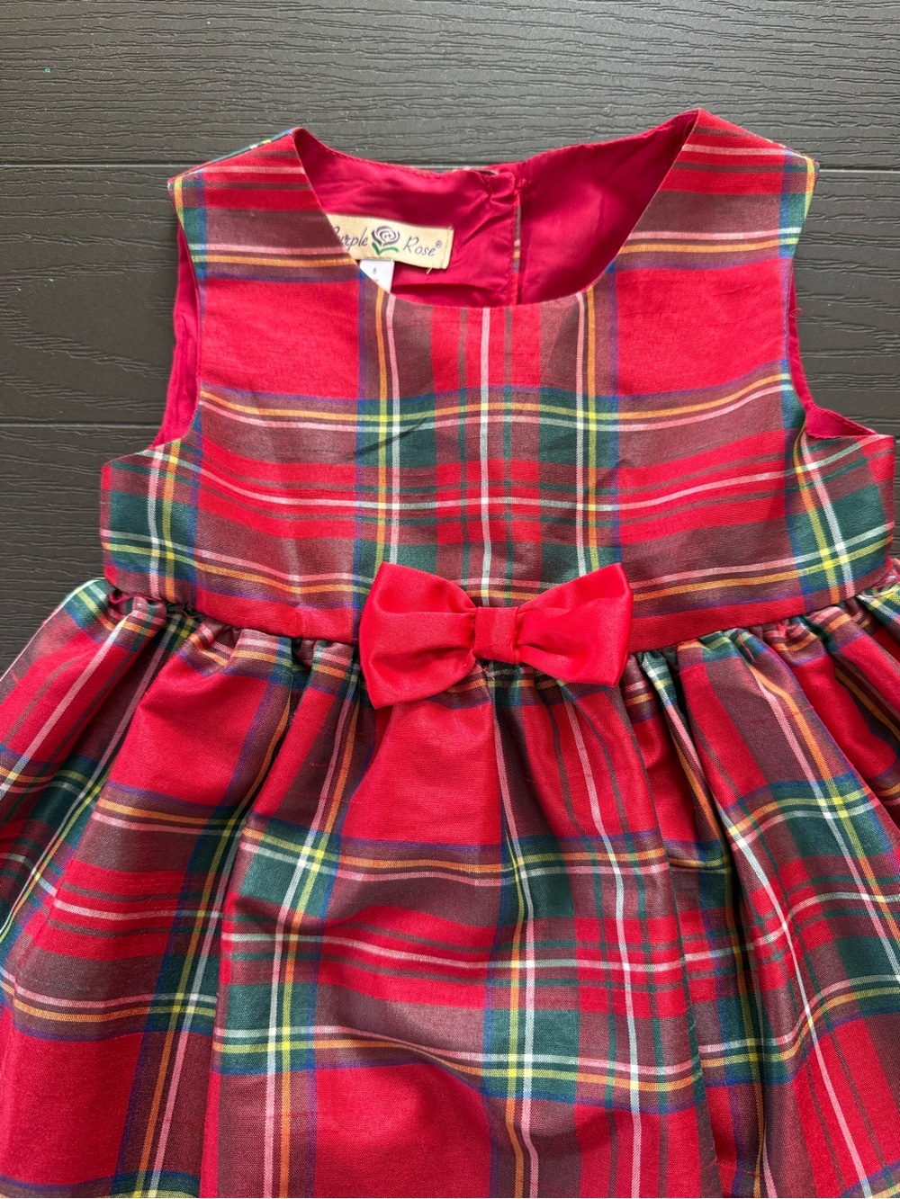 Red Plaid Holiday Dress with Bow Size 5T